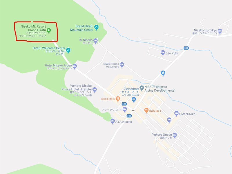 google maps hirafu village